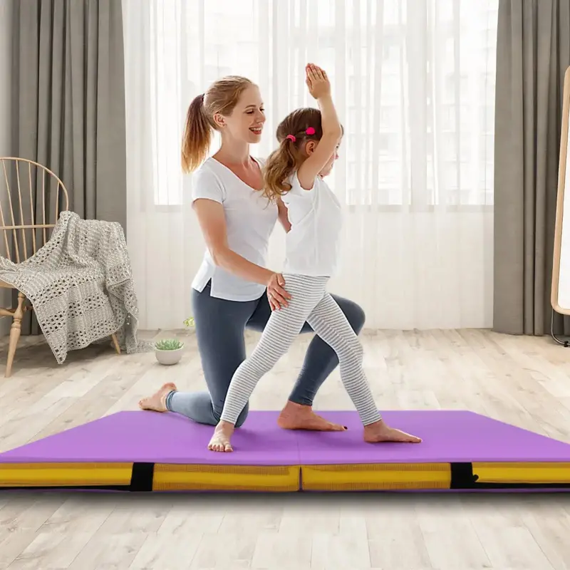 Purple Folding Gymnastics Mat – 120×120 cm, 10 cm Thick EPE Foam for Home or Studio Use by COSTWAY