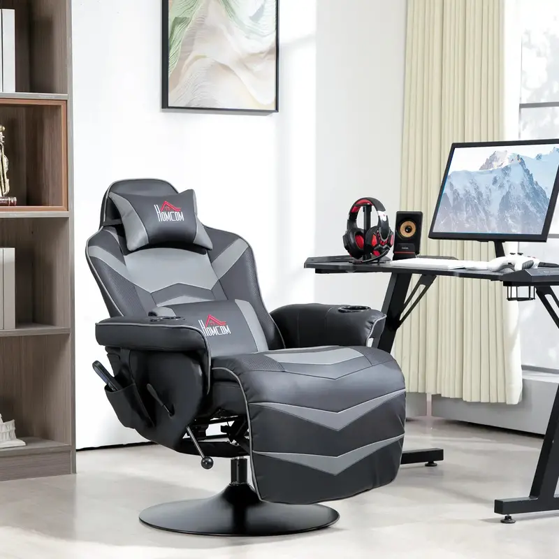 Racing-Style Massage Recliner | 6-Point Vibration & 150° Adjustable Recline
