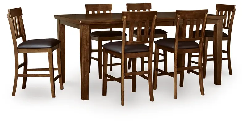 Ralene Medium Brown Counter-Height Dining Table with 6 Barstools