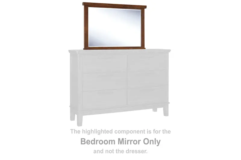 Ralene Medium Brown Wall Mirror – Natural Wood-Framed Bedroom Mirror with Rounded Corners