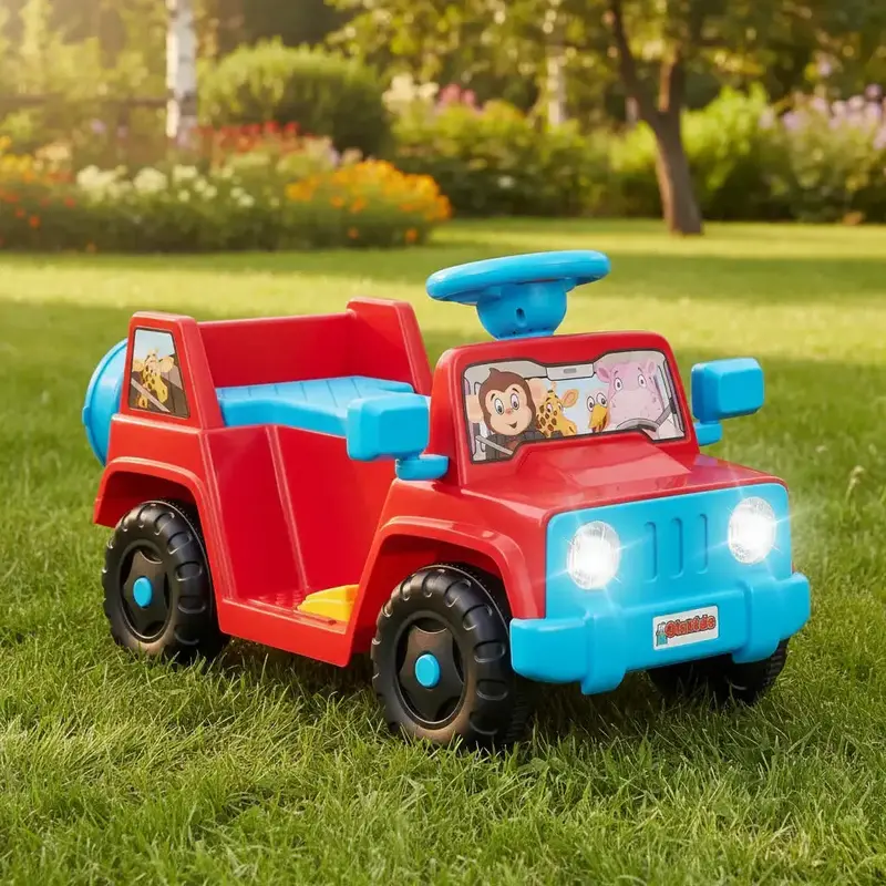 Red 6V Kids’ Electric Jeep – Stable Ride-On Vehicle with Illuminated Front & Rear Lights by COSTWAY