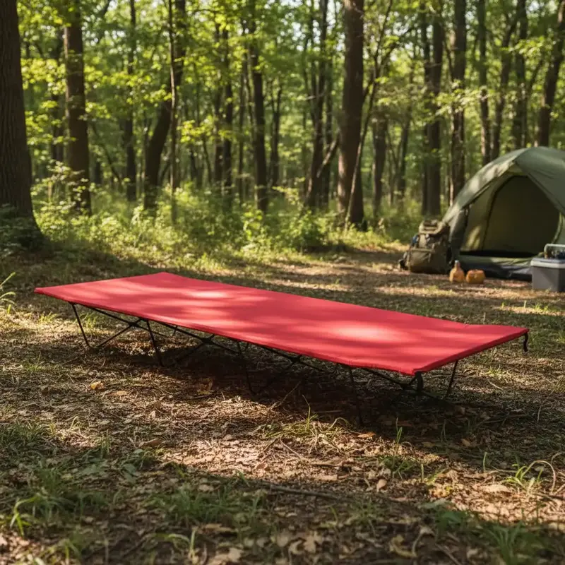 Red Folding Camping Cot – Lightweight Outdoor Bed with Reinforced Steel Frame | VIDAXL