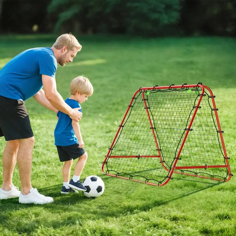 Red Football Rebounder Net – 100x90cm Adjustable Steel Frame with Durable PE Mesh – HOMCOM
