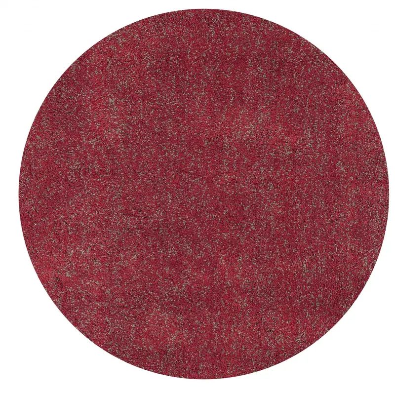 Red Handwoven Round Area Rug — 8-Foot Diameter, Textured Traditional Craftsmanship