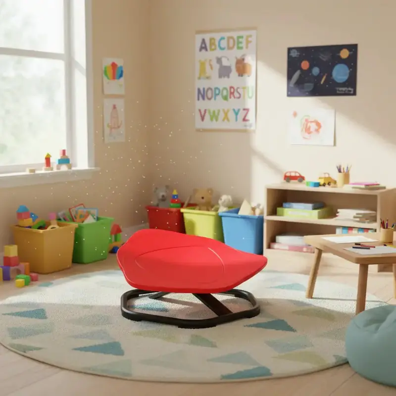 Red Triangle Sensory Spinning Chair for Kids – 360° Rotating Seat to Support Focus & Calming Play by AIYAPLAY