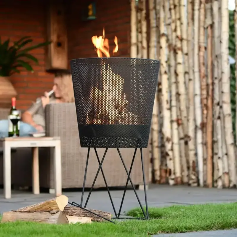 REDFIRE Amarillo Steel Fire Basket – Black Outdoor Log Burner with Heat-Resistant Finish