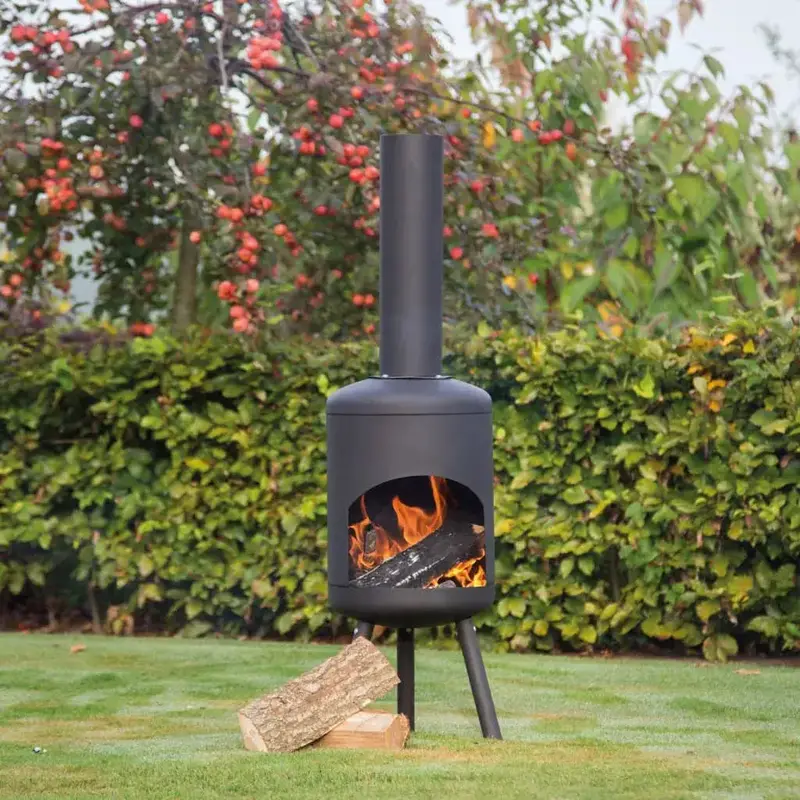 REDFIRE Fuego Chiminea | 115cm Powder-Coated Black Steel Garden Fireplace