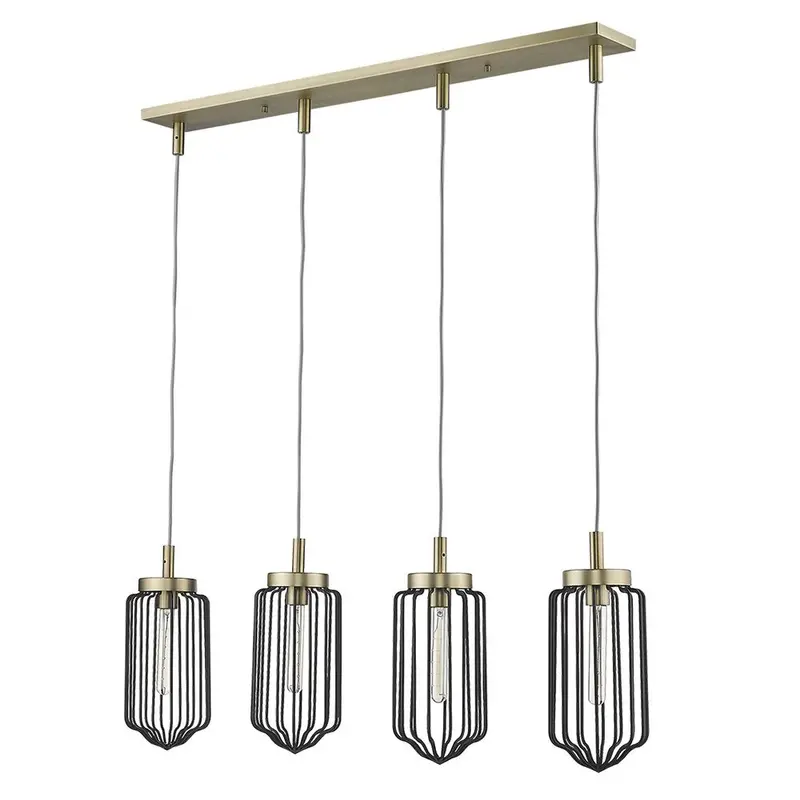 Reece 4-Light Aged Brass Island Pendant for Kitchens