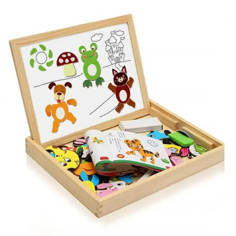 Reversible Magnetic Wooden Puzzle Board – 100-Piece Jigsaw Set with Dual-Side Play – DOODLE
