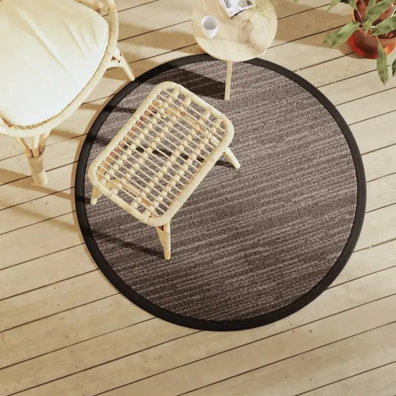 Round Arakil Outdoor Rug – Brown Reversible Jacquard, 120 cm Diameter