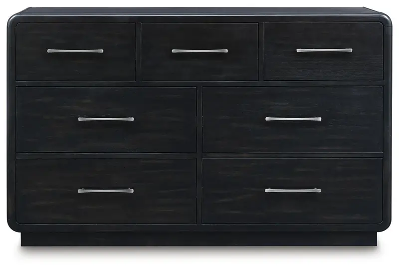Rowanbeck Matte Black Dresser with Geometric Legs
