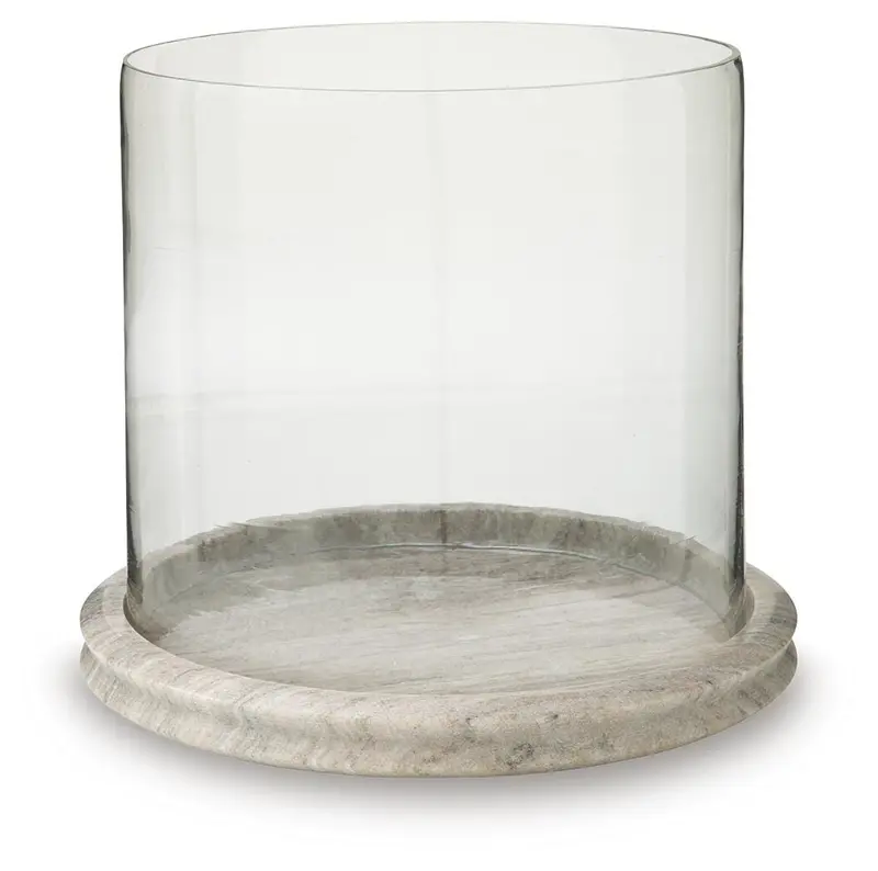 Saskia Beige-Tinted Clear Glass Candle Holder