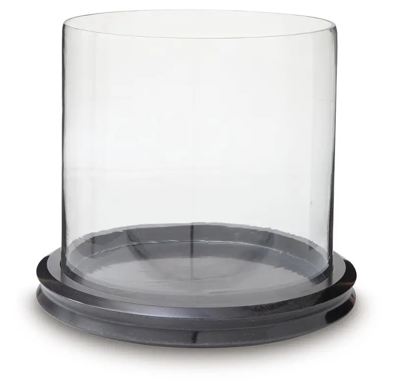 Saskia Clear Acrylic and Matte Black Candle Holder