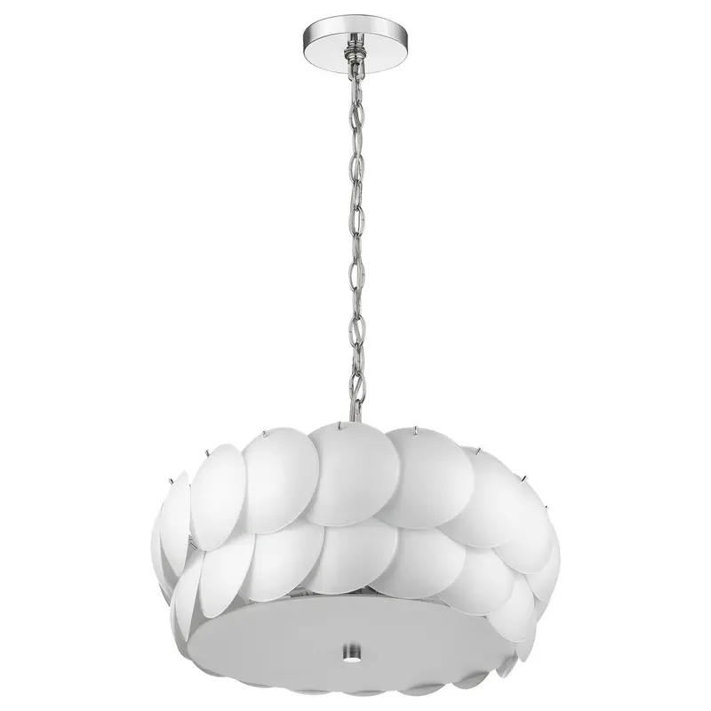 Selene Six-Light Polished Chrome Pendant with Overlapping Frosted Glass Discs
