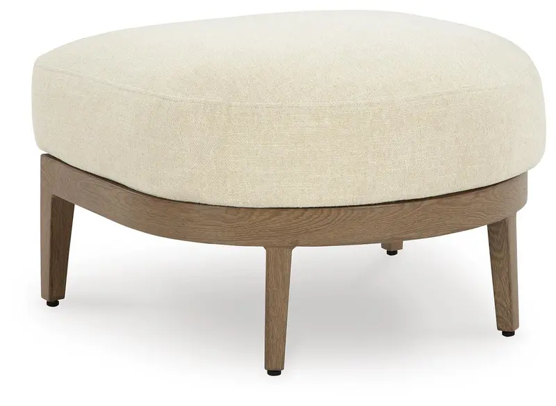 Serene Bay Dark Brown and White Upholstered Ottoman with Cushioned Seat