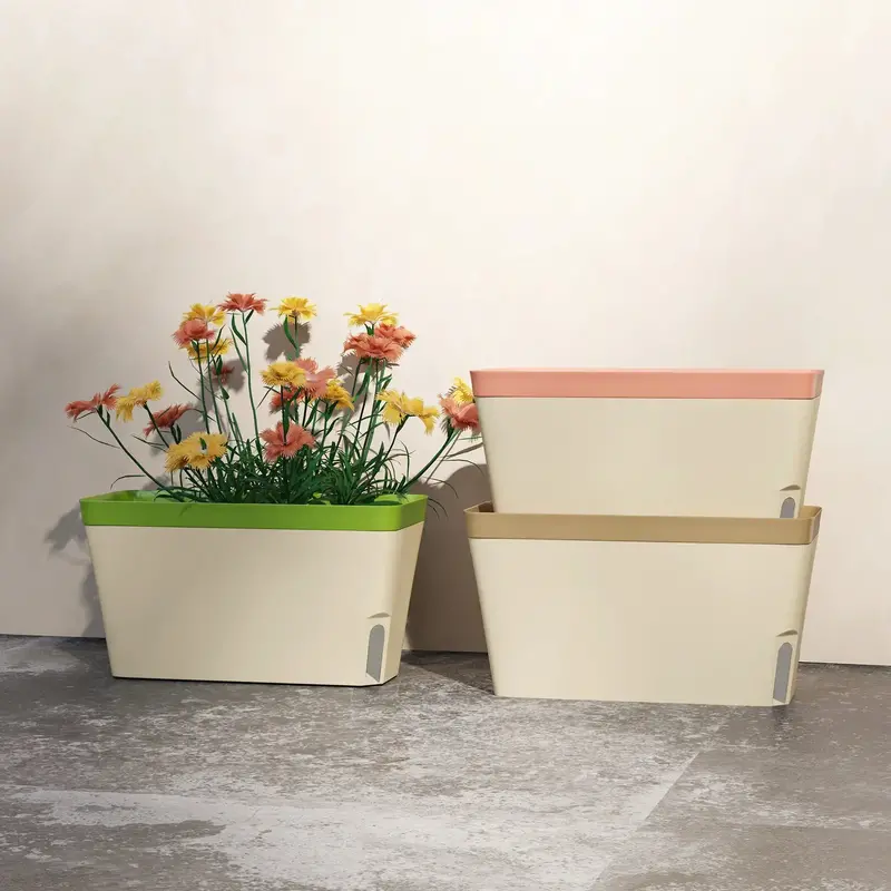 Set of 3 Self-Watering Stackable Planters with Water-Level Indicator