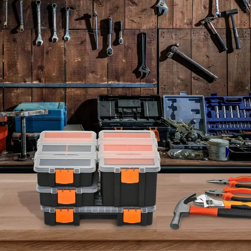 Set of 4 DIY Hardware Storage Boxes – Transparent-Lid Organisers with Custom Dividers by DURHAND