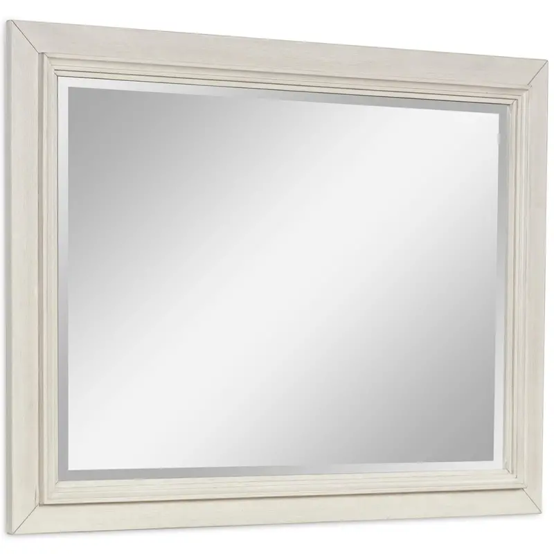 Shaybrock Antique White and Brown Distressed Bedroom Mirror