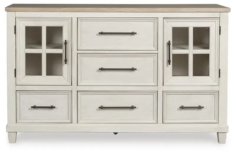 Shaybrock Antique White and Brown Two-Tone Dresser