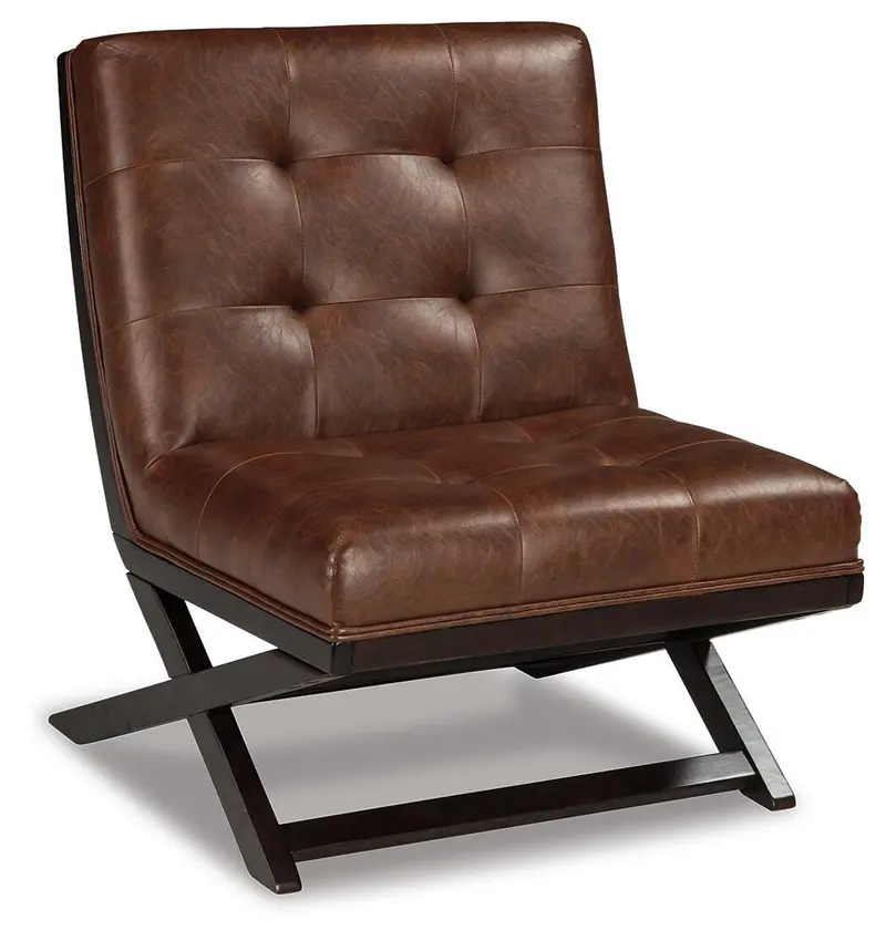 Sidewinder Brown Leather Accent Chair – Mid-Century Inspired Lounge Chair