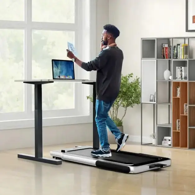 Silver Foldable Under-Desk Treadmill – 2.25HP Walking Pad with LED Control Panel | COSTWAY