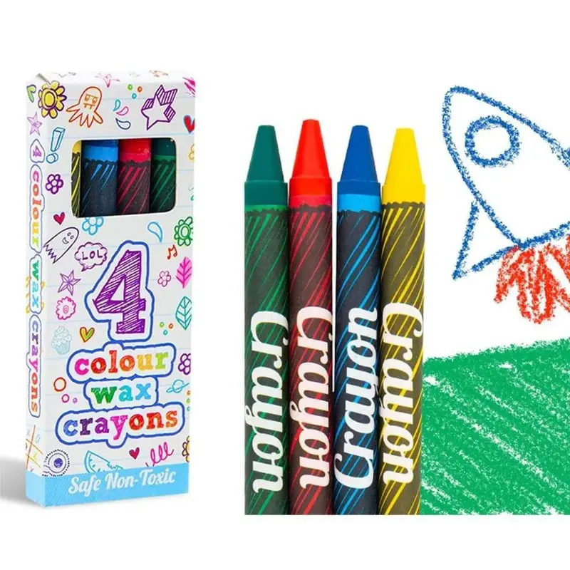 Smooth-Apply Mini Wax Crayons (4-Pack) | Non-Toxic, Child-Safe Art Supplies by HENBRANDT