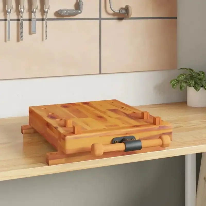 Solid Acacia Wood Workbench Top – Pre-Drilled with End Vice & Wooden Stopper Blocks | VIDAXL