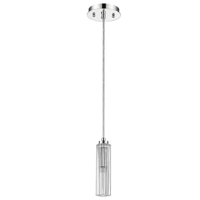 Solo Single-Light Polished Chrome Pendant with Round Multi-Faceted Crystal Shade