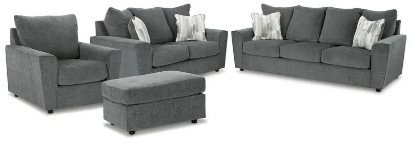 Stairatt Gravel Contemporary Sofa, Loveseat, Accent Chair & Ottoman