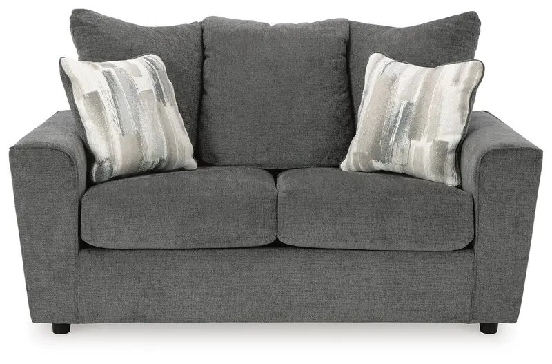 Stairatt Gravel-Toned Loveseat with Contemporary Design