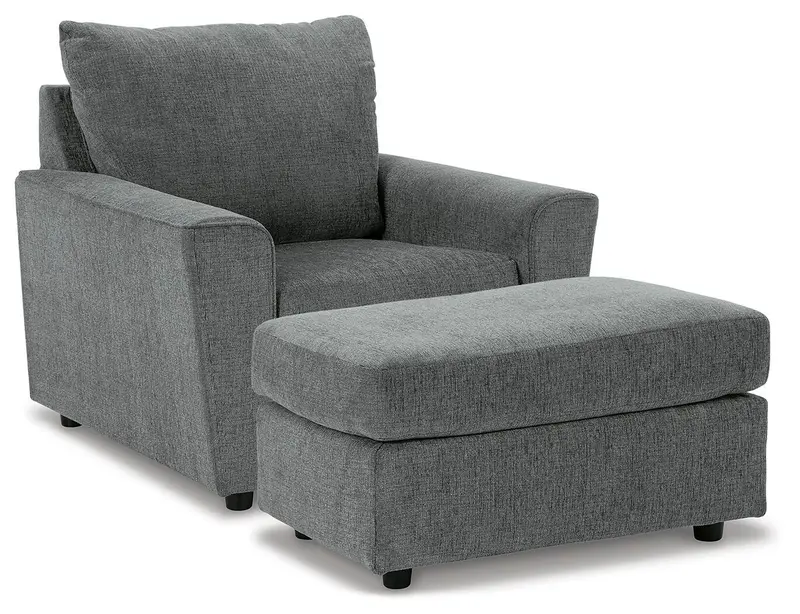 Stairatt Gravel Upholstered Chair and Ottoman Pair