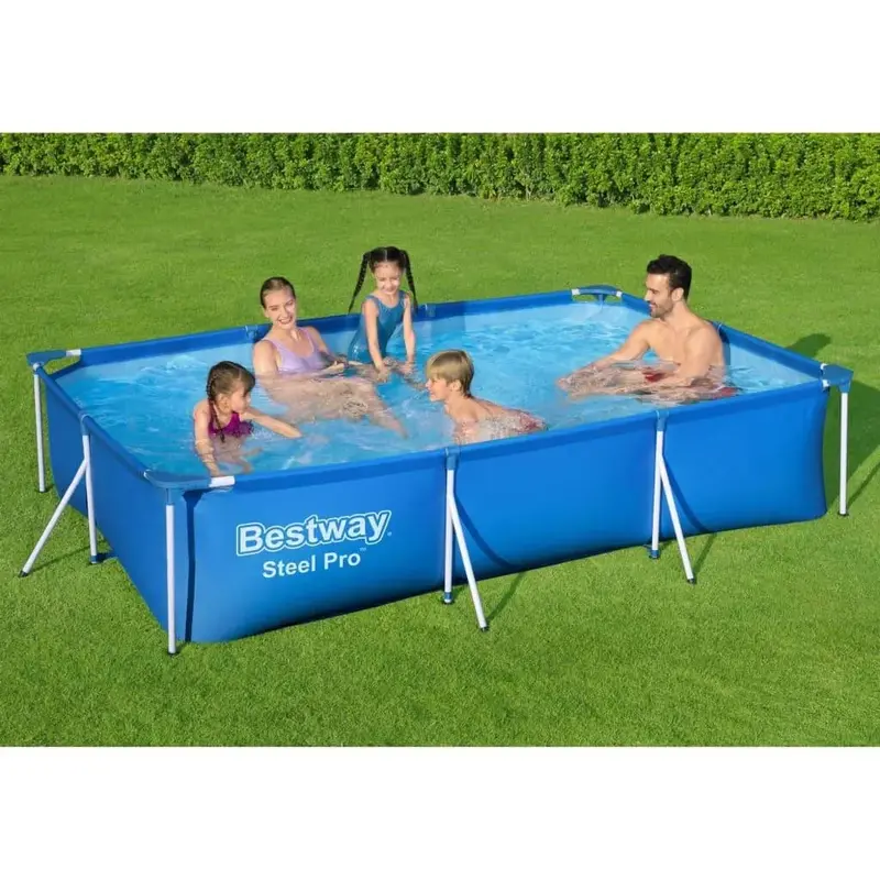 Steel Pro Rectangular Above-Ground Pool (300x201x66cm) | 3300-Litre Capacity with Easy Setup by BESTWAY