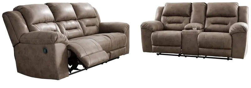 Stoneland Fossil Fabric Sofa and Loveseat Duo