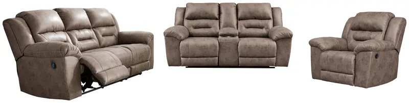 Stoneland Fossil Sofa, Loveseat, and Power Recliner Set