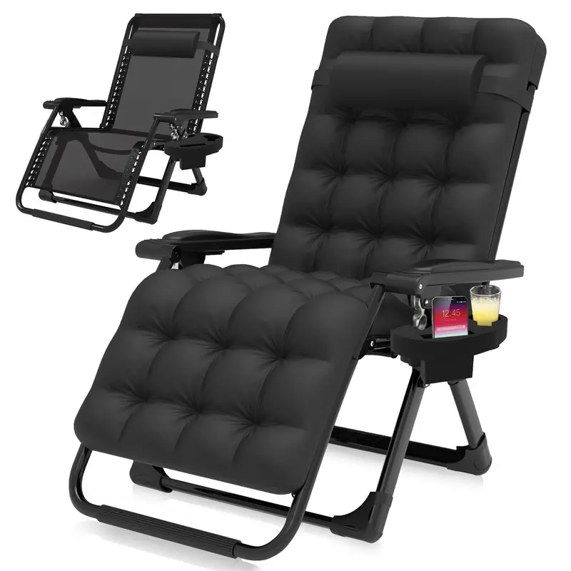 Suteck Zero Gravity Reclining Lounge Chair – Outdoor/Indoor Folding Design with Cup Holder & Removable Cushion (New)