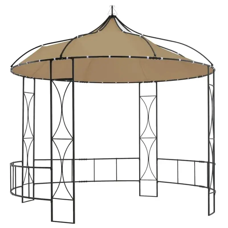 Taupe Round Gazebo – 300 x 290cm Freestanding Outdoor Shade Structure