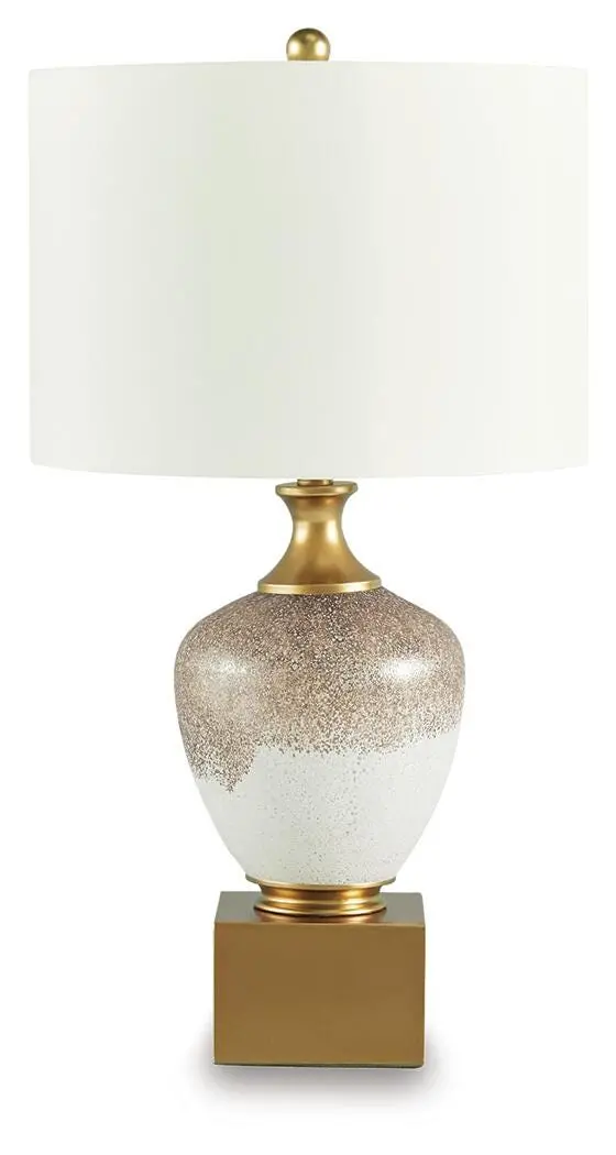 Tavisburg Tri-Tone Glass Table Lamp (Brown, White & Gold)