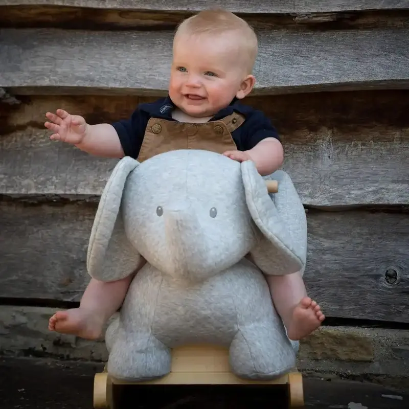 Tembo Elephant Rocker – Padded Cushioned Seat, Safety Harness & Solid Wooden Base by NATTOU