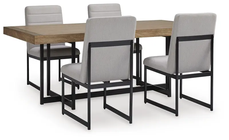 Tomtyn Light Brown Dining Set: Table + 4 Chairs
