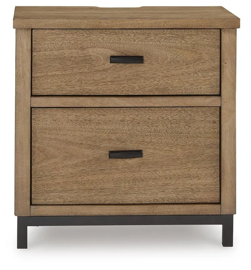 Tomtyn Light Brown Two-Drawer Accent Nightstand