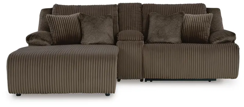 Top Tier Chocolate 3-Piece Power Reclining Sectional with Chaise
