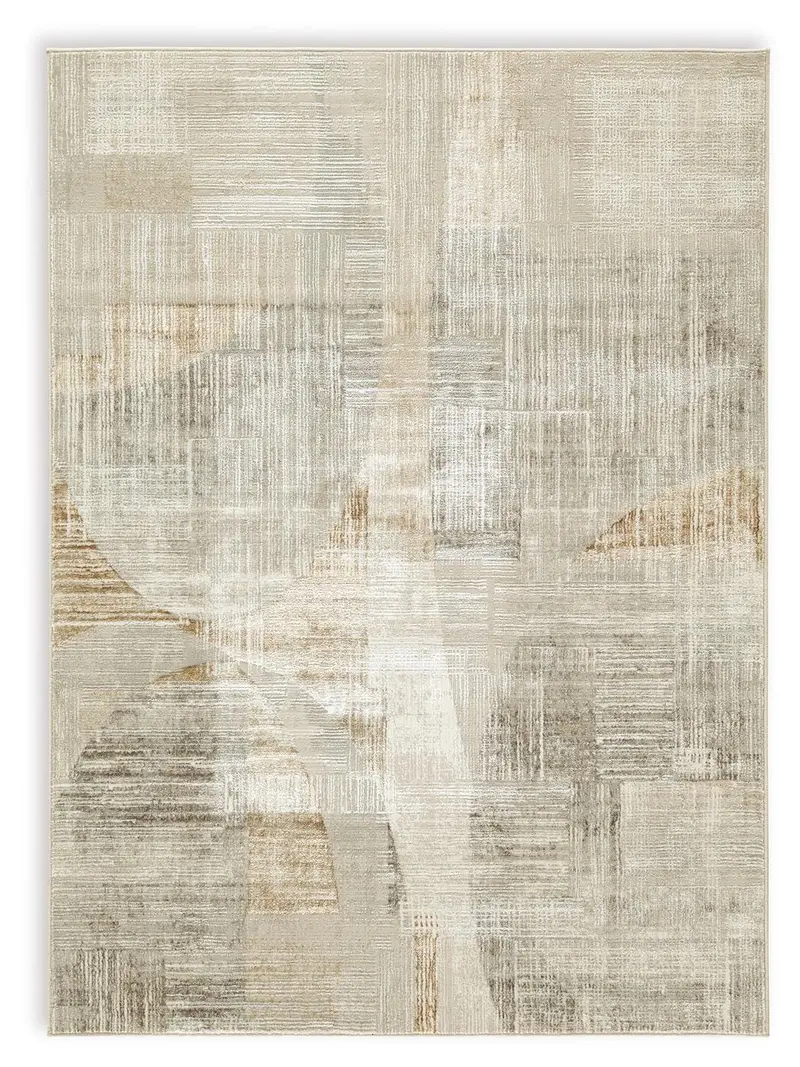 Truward Linen-Blend Medium Area Rug in Gray and Caramel