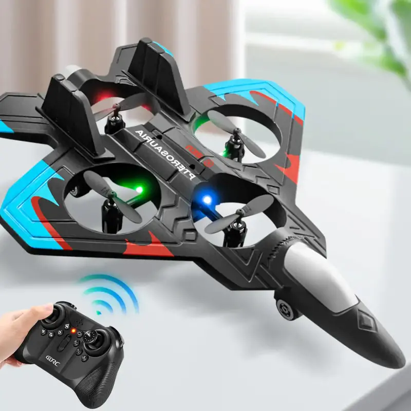 V32 Foam RC Fighter Jet Plane | Gyro-Stabilized, 360° Stunts & Bright LED Lighting by 4DRC