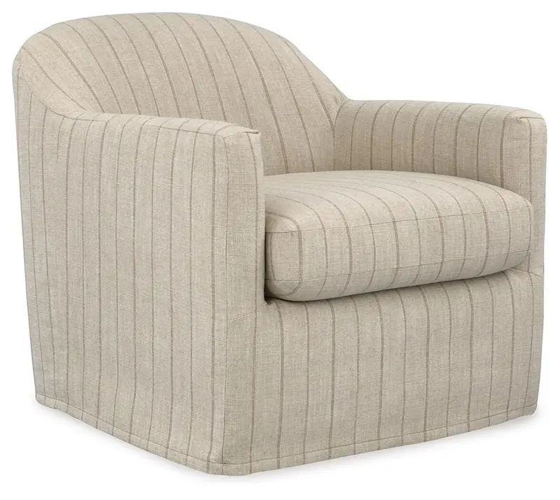 Valwick Cream and Brown Swivel Accent Armchair