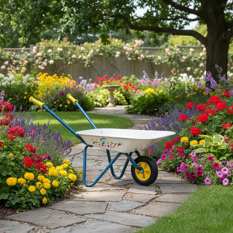 VILAC Child-Sized Metal Wheelbarrow – Garden-Themed Play Toy with Ergonomic Handles