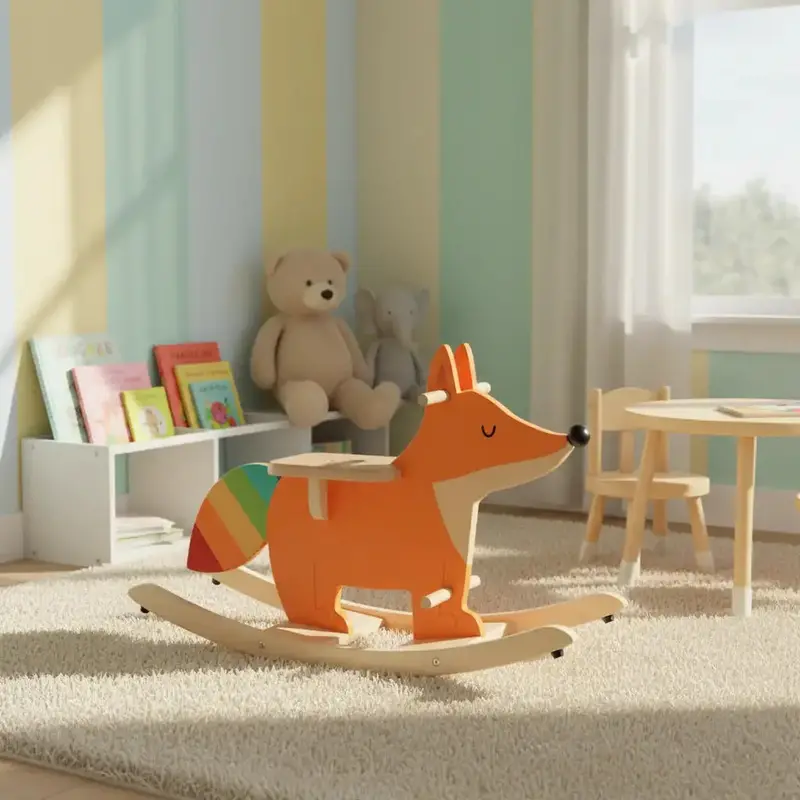 VILAC Rocking Fox – Andy Westface Wooden Rocker with Integrated Footrests & Handles