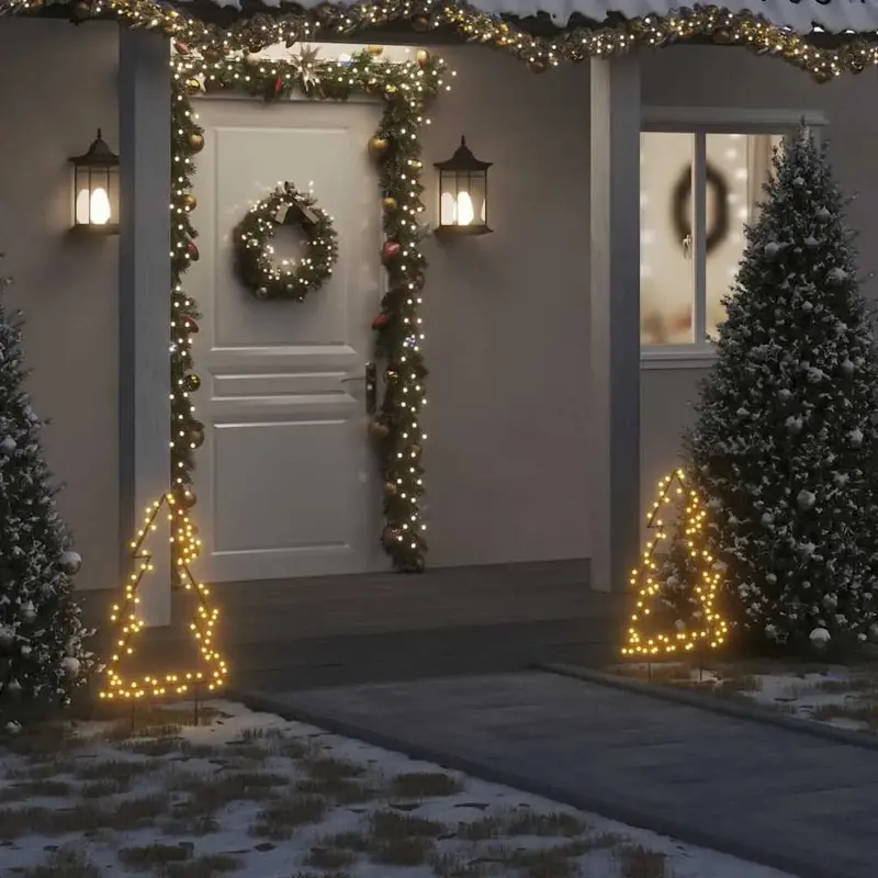 Warm White Christmas Tree Light String – 80-LED Outdoor Decoration with Ground Spikes