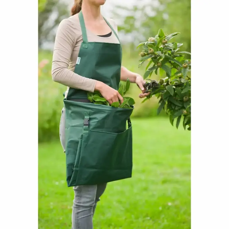 Waterproof Garden Apron in Green – 600D Oxford Fabric with Foldable Storage Pocket