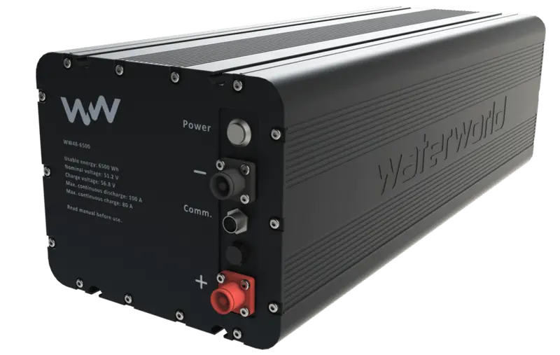 WaterWorld LFP Battery Pack: 48V, 6.8–41 kWh with Integrated Charger