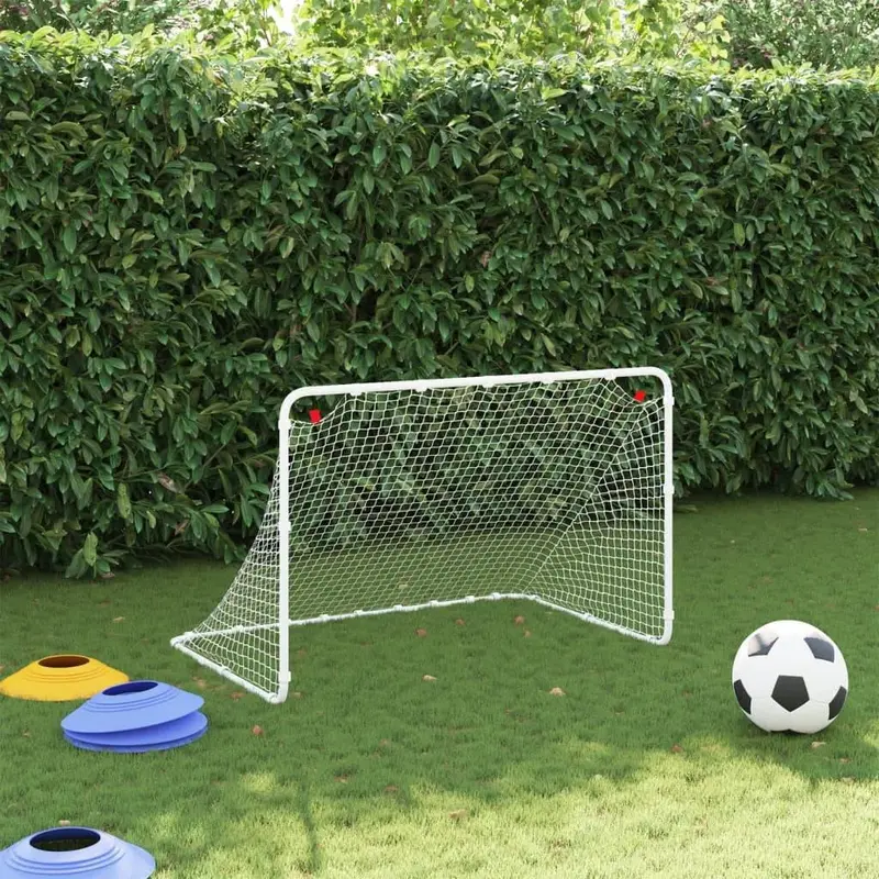Weatherproof Football Goal with Polyester Net – 122 x 81 cm (White Steel)
